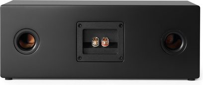 Tangent Spectrum II XC centerhøjttaler i mat sort, bagsidevisning, to basporte, metalterminaler på plastikplade