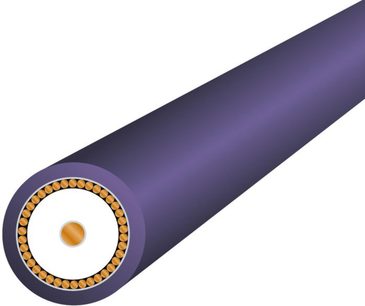 Wireworld Ultraviolet 8 lilla digital koaksialkabel, hvid stik med gylden prikker i den ene ende, set fra siden