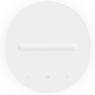 Biely inteligentný reproduktor Sonos Era 100 SL pri pohľade zhora s dotykovým panelom a centrálnym posuvníkom hlasitosti