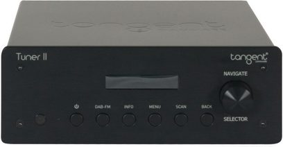 Tuner Tangent Tuner II FM DAB+/DAB sort, front med LCD-skærm, 8 knapper, drejeknap, set forfra