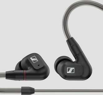 Sennheiser IE 300 černá sluchátka do uší, háčkovitý tvar s silikonovými nástavci, šedý kabel