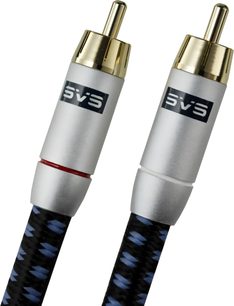 Kabel voor subwoofer SoundPath Subwoofer 5m, 2 vergulde RCA-connectoren, zwart en blauw gevlochten omhulsel