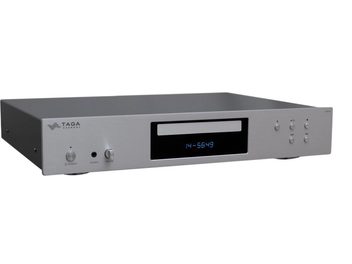 Lettore CD Taga Harmony TCD-50 argento, pannello frontale in alluminio spazzolato, display blu, cassetto CD, connettori posteriori