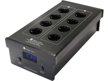 Мережевий фільтр Bada LB6610 чорний, 8 розеток, фільтрація живлення, вимикач живлення, LED-індикатор, вигляд спереду