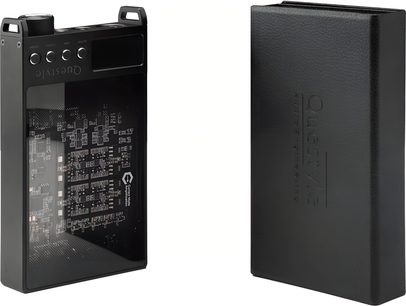 Pouzdro pro audiofilní přehrávač Questyle SIGMA PRO z černé kůže, pevné obdélníkové pouzdro