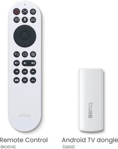 QS02 Android TV-dongle (standard) og RCI074 batteridrevet fjernbetjening