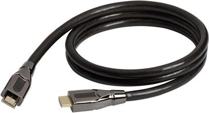 HDMI-kabel Real Cable HD-E2, metalstik, sort snoet kabel, perspektivvisning, to synlige ender