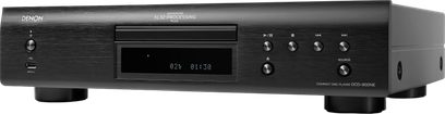 Denon DCD-900NE -hifi-CD-soitin, musta, harjattu alumiinietupaneeli, keskellä näyttö ja ohjauspainikkeet