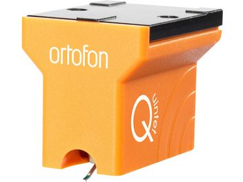 Ortofon MC Quintet Bronze platespillerenhet i oransje og svart, diamantnål, nærbilde ovenfra
