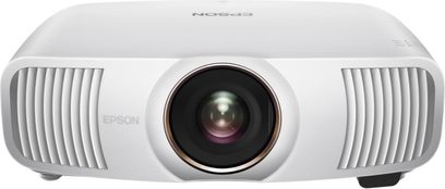 Epson EB-QB1000 hvid, frontvisning, rektangulært kabinet, central linse, sideventilationsgitre, synlige fødder