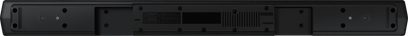 Rektangulær og langstrakt sort Samsung HW-B450/ZF soundbar, set forfra, med højttalergitter og knapper