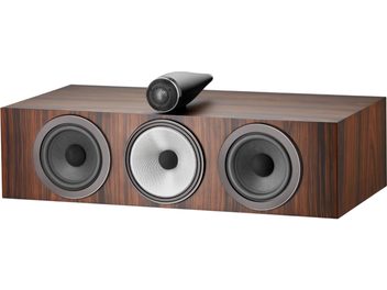 Centerhøjttaler Bowers & Wilkins HTM71 S3 mokka med tre frontmonterede højttalerenheder og tweeter ovenpå