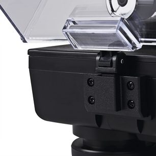Coperchio per giradischi Reloop RP1000/2000/4000 in plastica nera, visione ravvicinata dell'interno con cerniere e chiusura