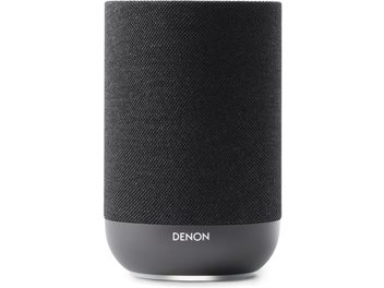 Enceinte connectée Denon Home 200 charbon, revêtement textile noir et base anthracite, vue de face