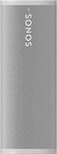 Bluetooth reproduktor Sonos Roam SL bílý, perforovaná mřížka ve tvaru včelí plástve na přední straně, logo Sonos dole uprostřed