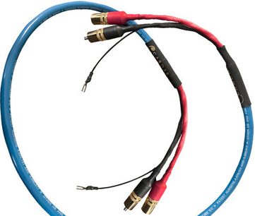 Analogt RCA-lydkabel Cardas Quadlink Phono 1,25 m, to ledere i blå og rød, forgyldte RCA-stik i enderne, sort kappe
