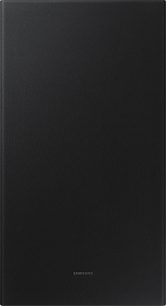 Samsung HW-Q60B/ZF sort soundbar, set forfra, akustisk gitter over hele overfladen, Samsung-logo nederst i midten