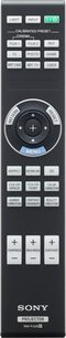 Sony VPL-VW290ES sort videoprojektor, frontvisning af fjernbetjeningen med knapper, drejeknap og tekst