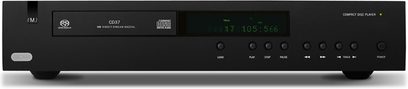 Arcam FMJ-CD37 CD-afspiller set forfra i sort, grønt display, sølvfarvede kontrolknapper