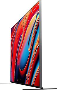 Sony BRAVIA 9 65XR90 TV, flad sort skærm, meget tynd metalramme, lamelformede sidefødder, trekvartsvinkel visning
