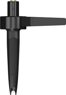 Bunka pro DJ gramofon Ortofon Concorde Music Black, pohled zepředu, pozlacené konektory, černé tělo, viditelná jehla