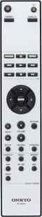 Hi-fi stereo zesilovač Onkyo A-9070 černý, pohled zepředu na dálkový ovladač, tlačítka a ovládací kolečka, LED displej