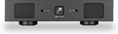 Subwoofer da incasso Sonance R12SUB nero con due altoparlanti circolari, un display LCD e pulsanti di controllo