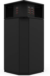 Klipsch Khorn AK7 Black Ash sort gulvhøjttaler set bagfra med røde og sorte stik på det øverste panel