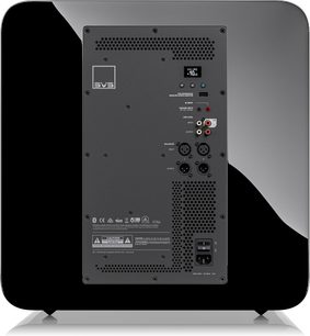 SVS SB17-Ultra subwoofer R|Evolution sortlakeret, bagside, tilslutningspanel med lydindgange og -udgange, afbryder