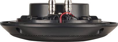 Вбудована стельова акустична система ArtSound MDC6.2 чорного кольору, вигляд збоку з круглою решіткою та видимими металевими клемами