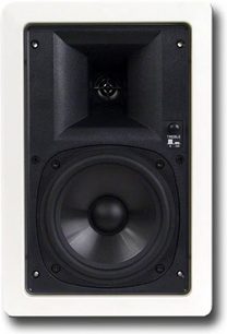 Klipsch KHW5 indbygningshøjttaler, rektangulært matsort kabinet, woofer og diskanthøjttaler, sort perforeret gitter
