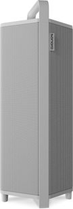 Altavoz Bluetooth portátil Sonoro Vibes XL blanco, columna vertical con asa superior y amplia rejilla de tela gris claro