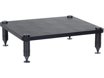 Estante adicional rectangular de madera negra mate, patas cilíndricas de metal, para mueble de alta fidelidad Norstone Design Como II