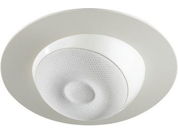 Diffusore da incasso a soffitto Cabasse Eole 3 in ceiling vista frontale, griglia bianca, altoparlante visibile