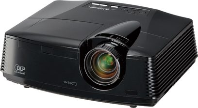 Mitsubishi HC3800 sort videoprojektor, kompakt, rektangulær, linse foran, knapper ovenpå, porte bagpå