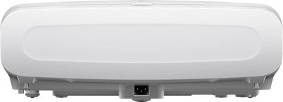 Epson EB-QB1000 hvid, set forfra, glat overflade, central stikforbindelse nederst, afrundede hjørner, ensartet farve
