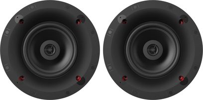 2 musta Klipsch CS-16-C II Sky Hook lakke paigaldatava kõlari komplekt, eestvaade