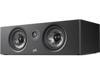 Enceinte centrale Polk Audio R400 noir, vue de face, 2 haut-parleurs circulaires, 1 tweeter central, caisson rectangulaire