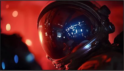 Televisor Sony BRAVIA 9 II K65XR9 con imagen de un astronauta en primer plano sobre fondo rojo y reflejos azules