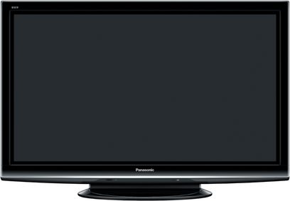 Téléviseur Panasonic TX-PF42G10 à écran plat rectangulaire noir éteint, vue de face centrée sur l'écran
