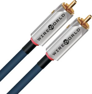 Analog RCA-lydkabel Wireworld Luna 10 RCA 1m med sølvfarvede cylindriske stik, guldbelagte ender og blå kappe
