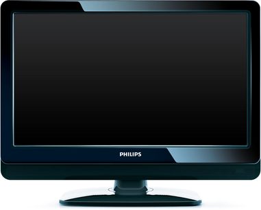 Philips 22PFL3404H TV, 22" fladskærms LCD-TV, sort højglans ramme, sort fod, set forfra