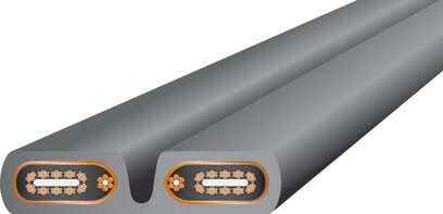 Wireworld Silver Electra 7 1m netledning, set ovenfra, grå kappe, orange stik med forgyldte sekskantede kontakter