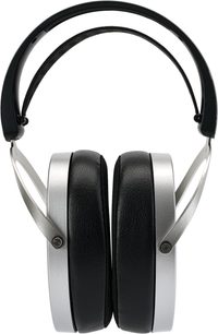 Auriculares Hifiman Edition XV en negro y plata, vista frontal, diadema doble negra, varillas de metal, almohadillas gruesas de similicuero