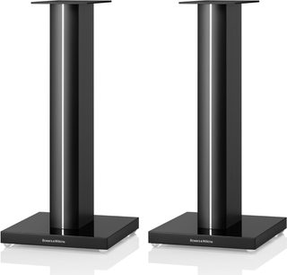 To sorte Bowers & Wilkins FS 700 S3 gulvhøjttalere, set forfra, med rektangulær, lodret form og firkantet base