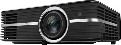 Optoma UHD51 sort videoprojektor, set forfra, centreret linse, sideventilationsriste