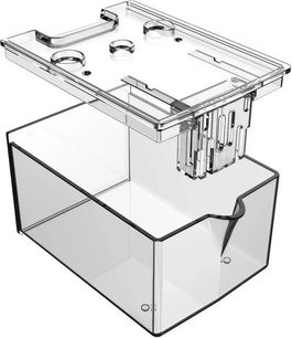 Réservoir d’eau HumminGuru pour machine lave-disque, transparent et rectangulaire, avec couvercle séparé