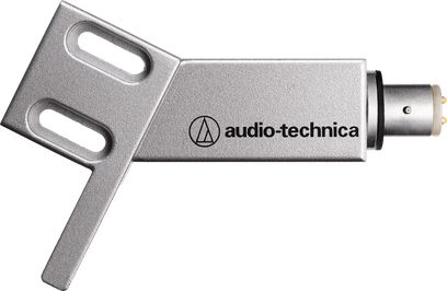 Přenosný box na vinylové desky Audio Technica AT-HS4SV stříbrný se dvěma oválnými otvory a válcovým konektorem