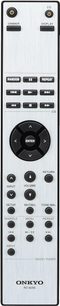 Onkyo RC-820S schwarze Fernbedienung, Vorderansicht, mit Tasten und Reglern zur Steuerung einer HiFi-Stereo-Verstärkeranlage