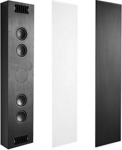 Innbyggbar bassmodul PMC Ci140 sub, mørkt tre, sort grill, 4 høyttalere, 3 visninger